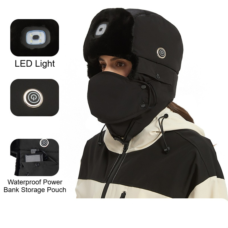 Winter Trapper Hat - قبعة تزلج سميكة قابلة للشحن عبر